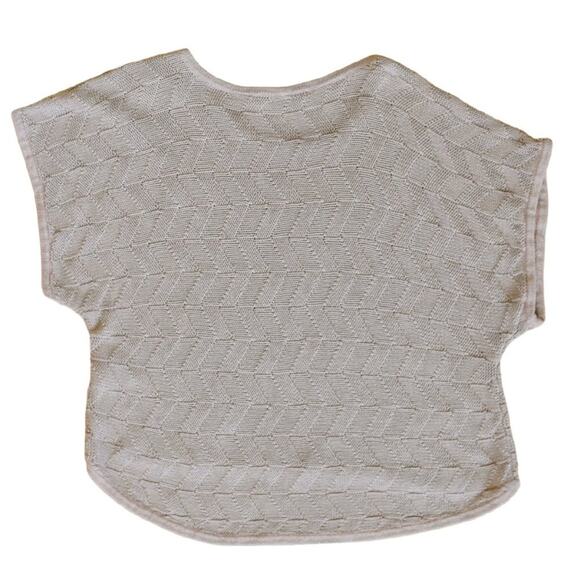 ARMANI EXCHANGE  Boxy Linen Short Sleeve Sweater Top Tan Beige Metallic - Picture 7 of 7